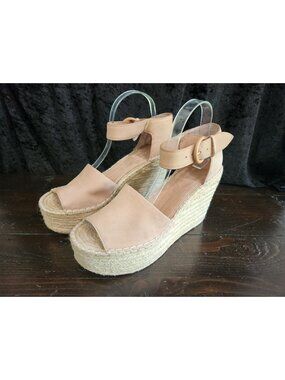 Marc Fisher Alida Pink Nubuck Leather Espadrille Wedge Sandals/Sz. 11M